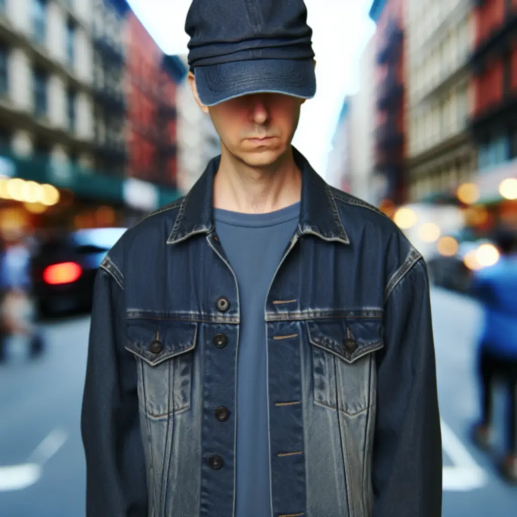 Uliczna stylizacja z jeansową czapką i kataną