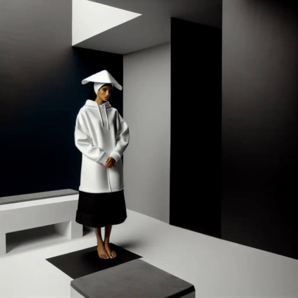 Oversize'owa bluza i biała czapka — czysty minimal