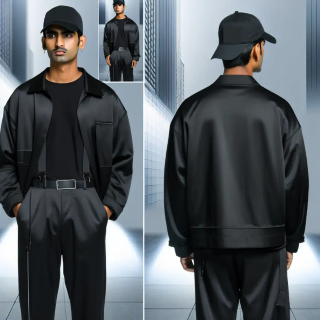 Czarna minimalistyczna stylizacja z czapką typu dad cap